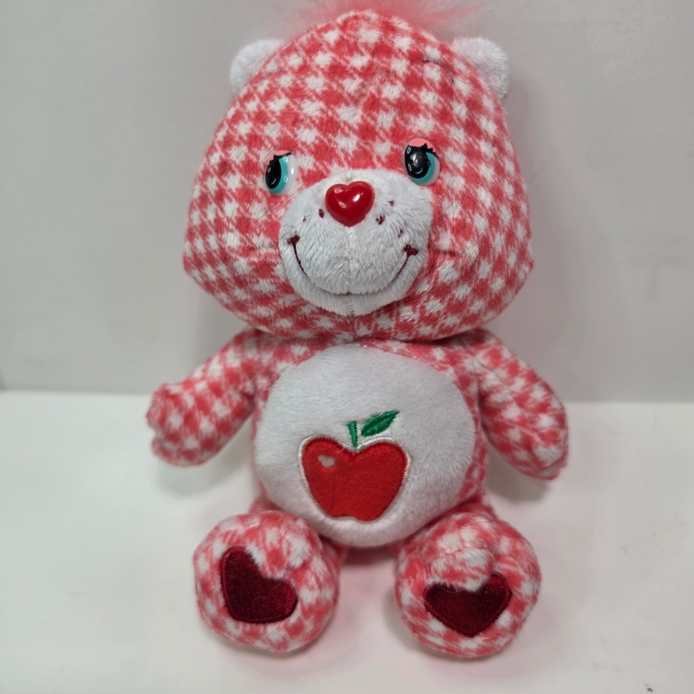 Vtg 2006 Care Bears Smart Heart Bear Checkered Houndstooth Plush 8" Country Fun